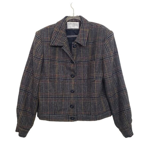 International Scene Wool Plaid Jacket Vintage Lined Button Front Womens Size 12 - Picture 1 of 14
